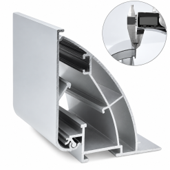 Mặt cắt nhôm bật cạnh 8cm và ảnh minh họa thước cặp