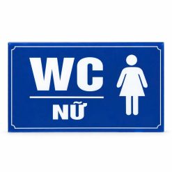 Biển chỉ dẫn Toilet WC nữ nền xanh chữ trắng