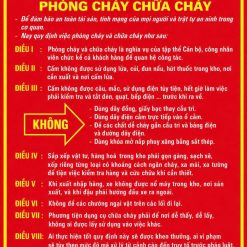 Mẫu biển nội quy PCCC nền đỏ chữ vàng và trắng