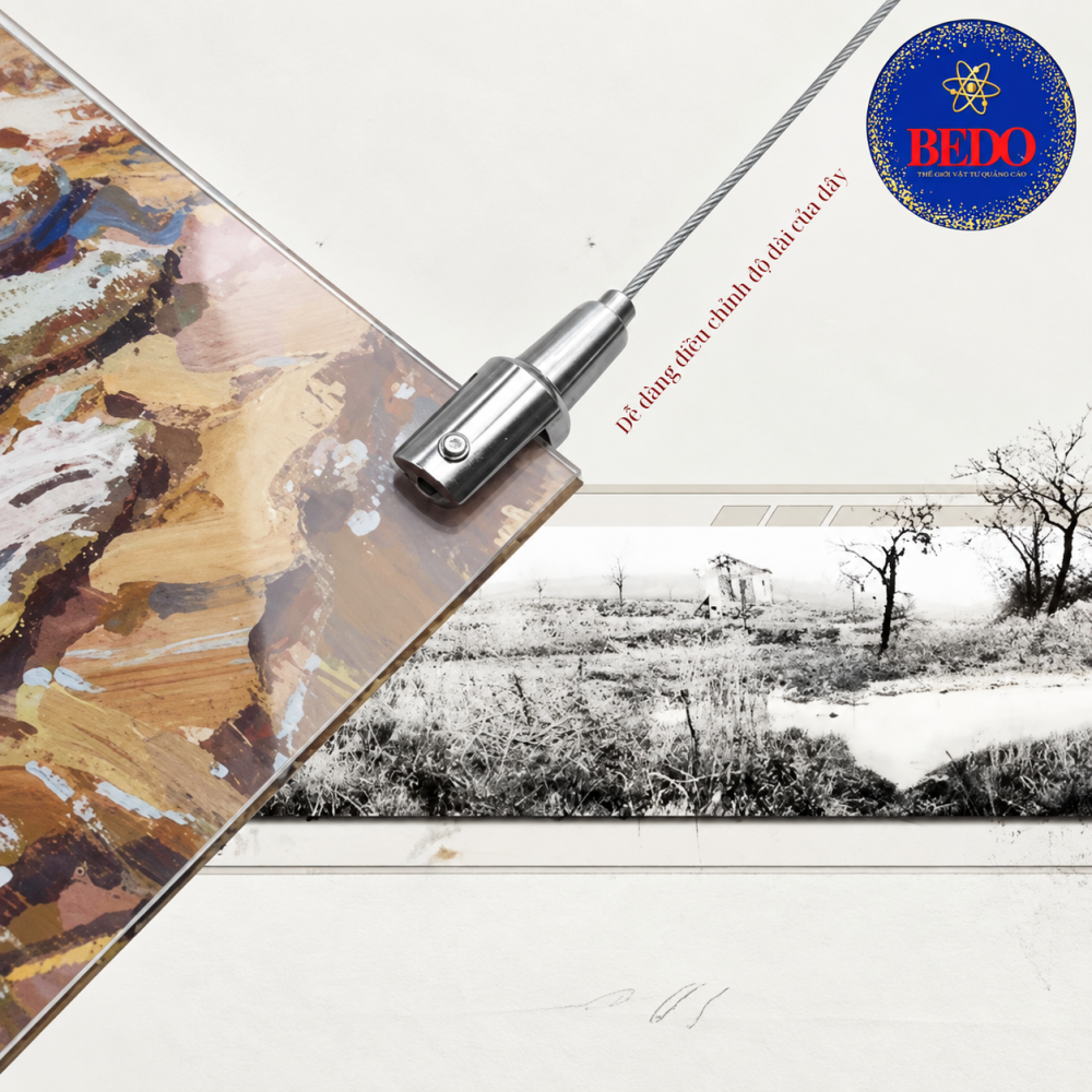 Đầu kẹp dây kít gắn vào mép bảng biển treo