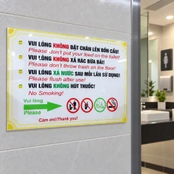 Biển nội quy nhà vệ sinh song ngữ Việt–Anh kích thước 20 × 30 cm
