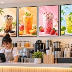 Minh họa tranh điện tại quầy quán café trà sữa