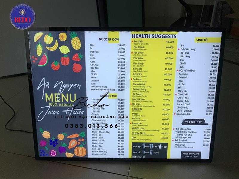 hộp đèn menu nhập nguyên khối