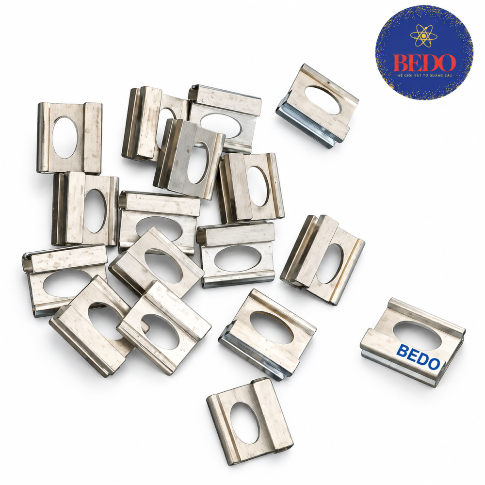 Khuy xâu bạt nhôm BEDO có lỗ oval và hai cạnh gấp