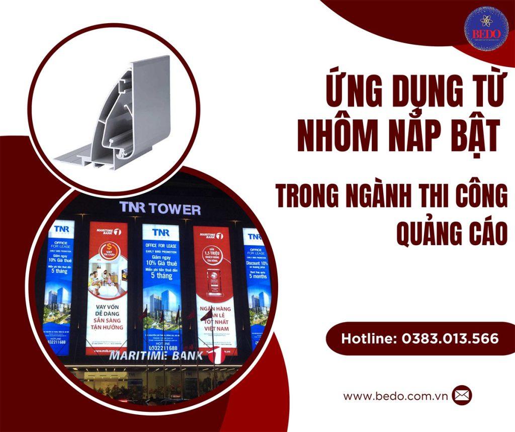 ứng dụng từ nhôm nắp bật trong thi công quảng cáo