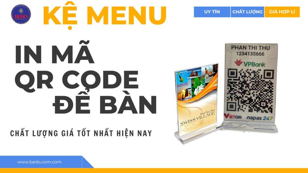 biển menu mica in mã QR code