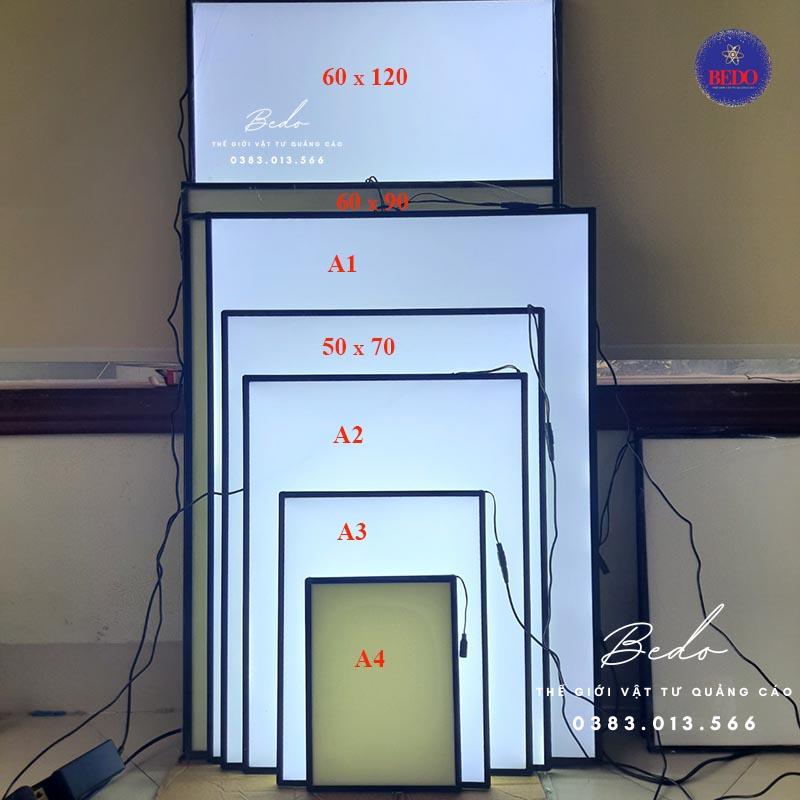 hộp đèn menu có nhiều kích thước khác nhau