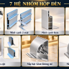 Bảy hệ nhôm hộp đèn không viền gồm nắp bật, nhét cạnh và ốp cột