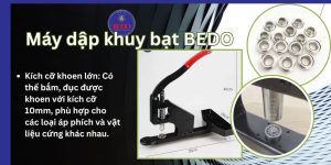 Máy dập khuy bạt, đóng khoen mắt cáo 10mm từ vật tư quảng cáo BEDO dùng để dập mắt cáo trên vật liệu cứng và dày