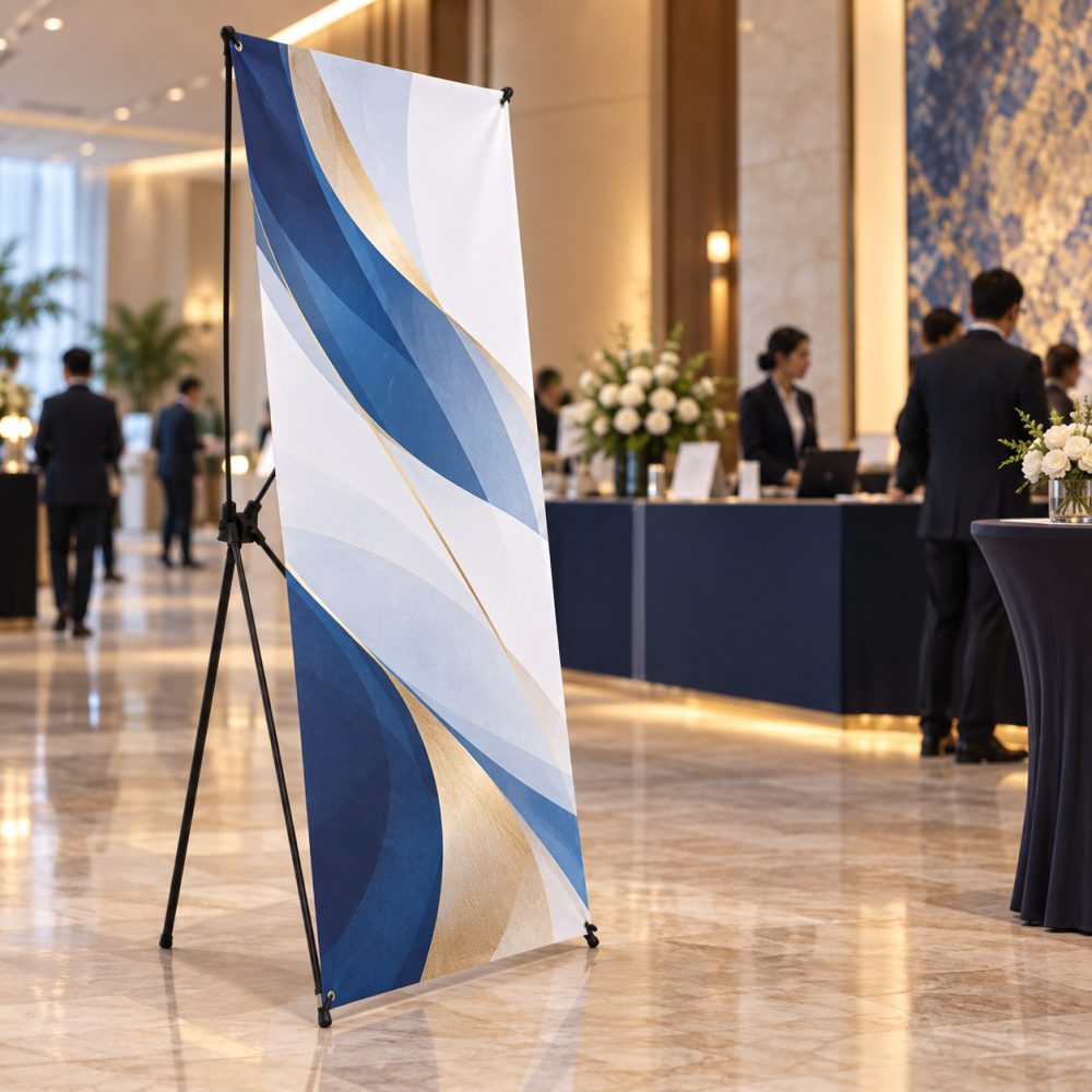Standee chữ X loại thường BEDO tại khu vực hội nghị sự kiện