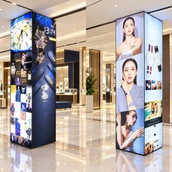 Minh họa hộp đèn ốp cột trong showroom