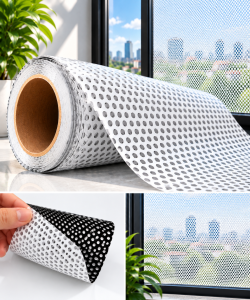 Cuộn decal lưới BEDO mặt ngoài trắng, mặt trong đen dùng dán kính.