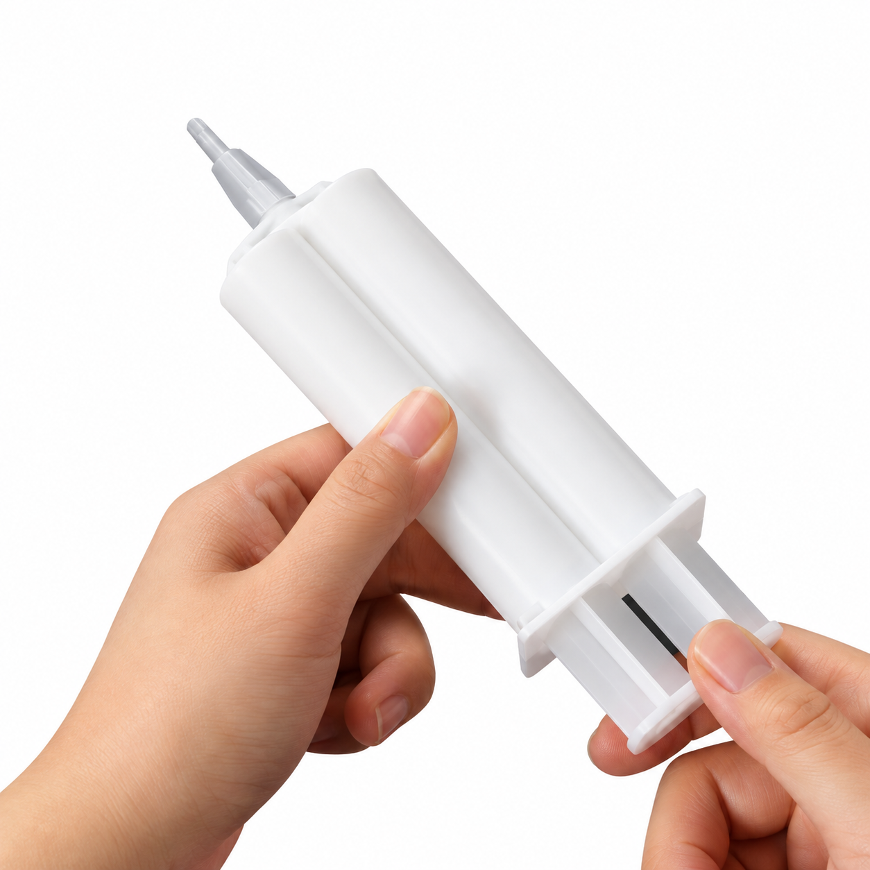 Thao tác lắp ống trộn keo AB vào bộ keo hai thành phần tương thích