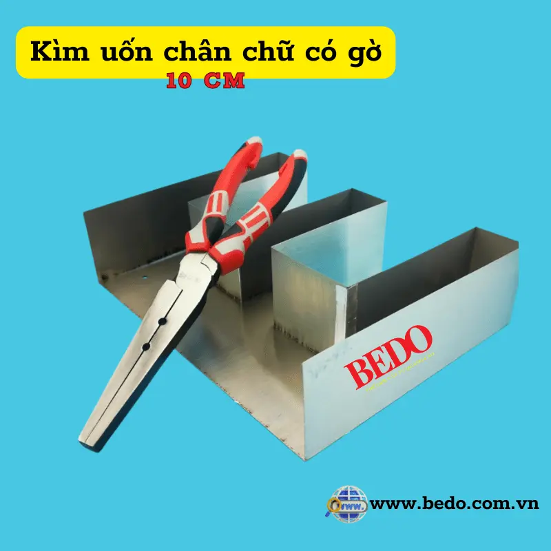 Kìm uốn chân chữ có gờ 10 cm và mẫu chân chữ kim loại thực tế
