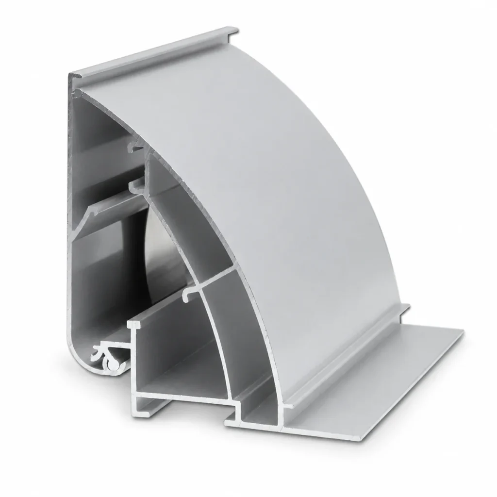 Nhôm bật cạnh 8cm BEDO với mặt cắt và nắp đóng.