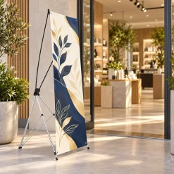 Standee chữ X cường lực BEDO trong showroom