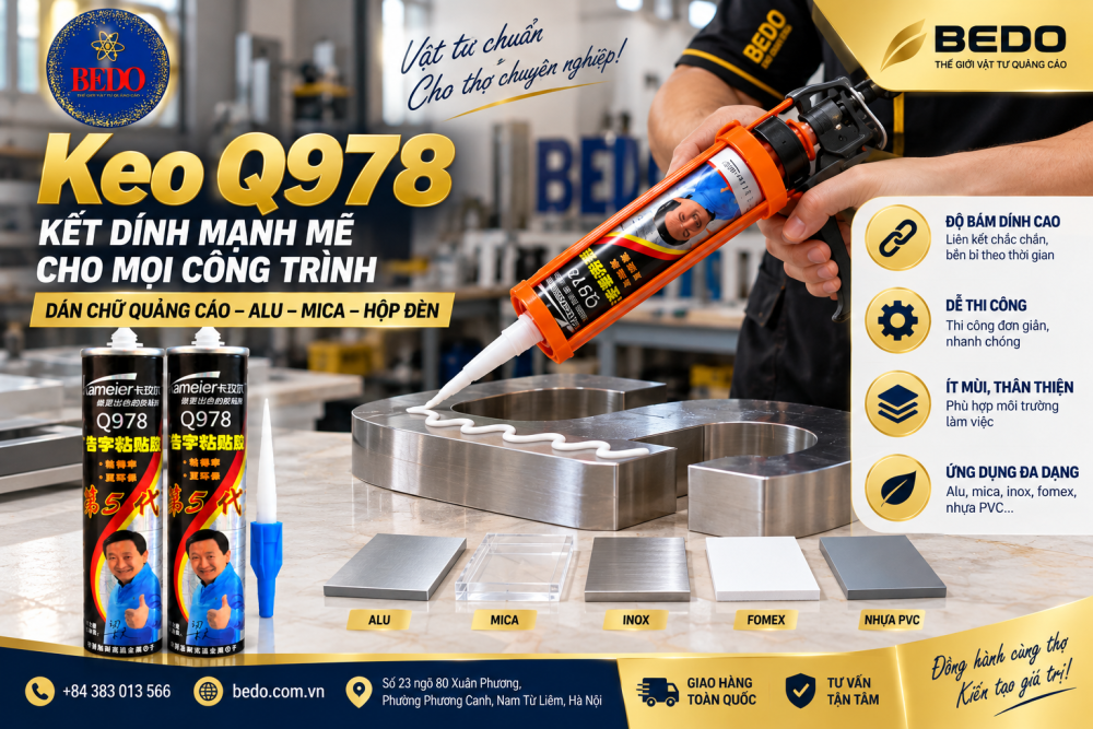 Minh họa thao tác dùng súng bơm keo Q978 trên chi tiết kim loại trong xưởng