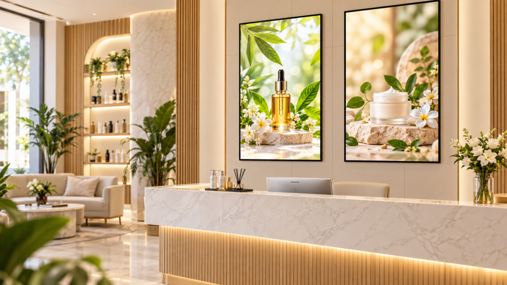 Tranh điện siêu mỏng trang trí khu vực lễ tân spa cao cấp
